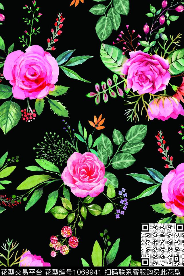 数码华亿平台花瓣手绘花卉数码印花华亿平台下载（图片编号: 1069941） - 瓦栏（Walan）