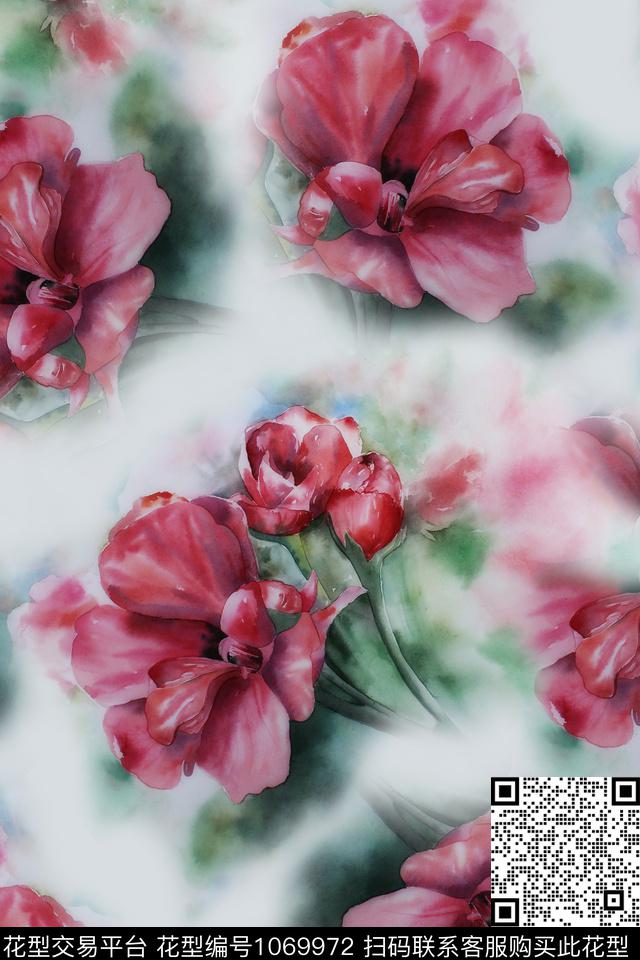 抽象花卉女装数码印花华亿平台下载（图片编号: 1069972） - 瓦栏（Walan）