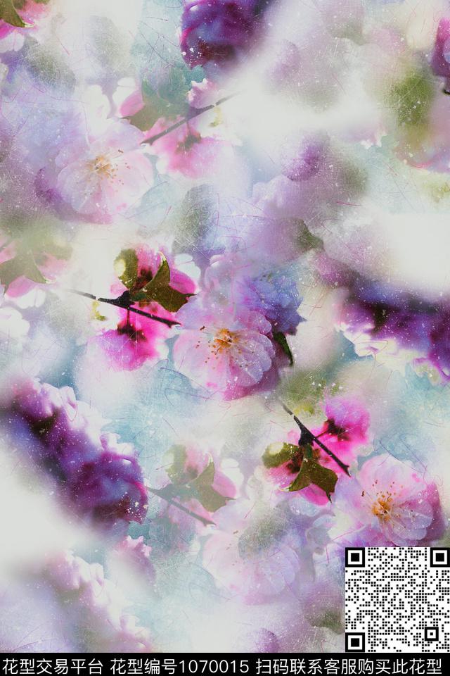 抽象花卉女装数码印花华亿平台下载（图片编号: 1070015） - 瓦栏（Walan）