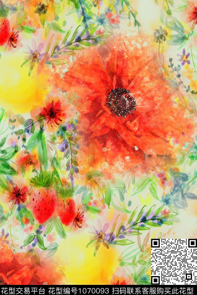 抽象花卉女装数码印花华亿平台下载（图片编号: 1070093） - 瓦栏（Walan）
