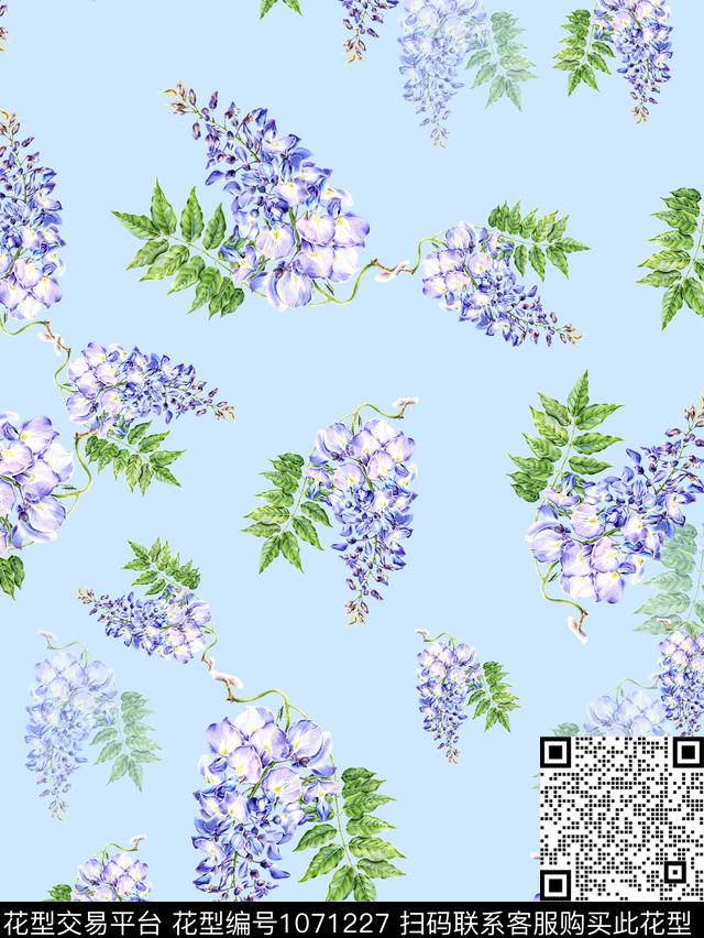 小碎花女装紫藤萝数码印花华亿平台下载（图片编号: 1071227） - 瓦栏（Walan）