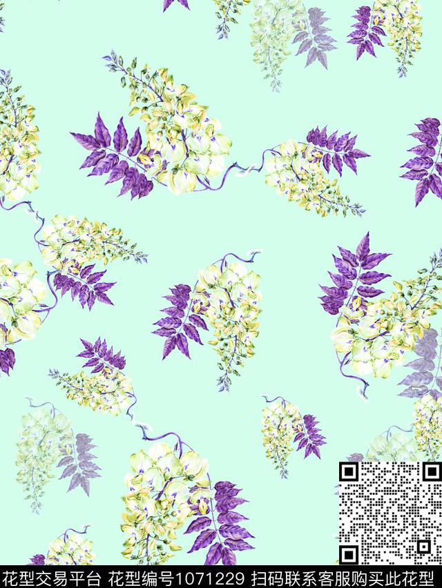 小碎花女装紫藤萝数码印花华亿平台下载（图片编号: 1071229） - 瓦栏（Walan）