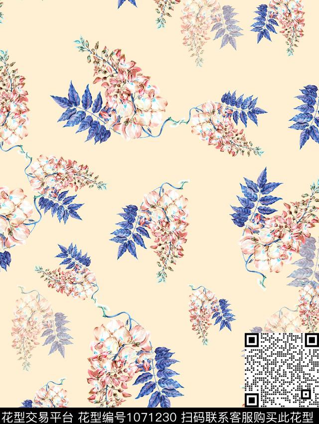 小碎花女装紫藤萝数码印花华亿平台下载（图片编号: 1071230） - 瓦栏（Walan）