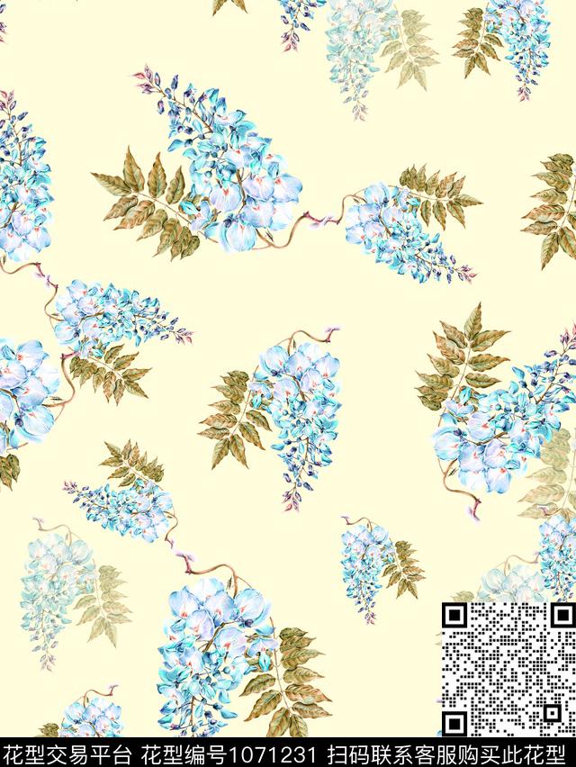 小碎花女装紫藤萝数码印花华亿平台下载（图片编号: 1071231） - 瓦栏（Walan）