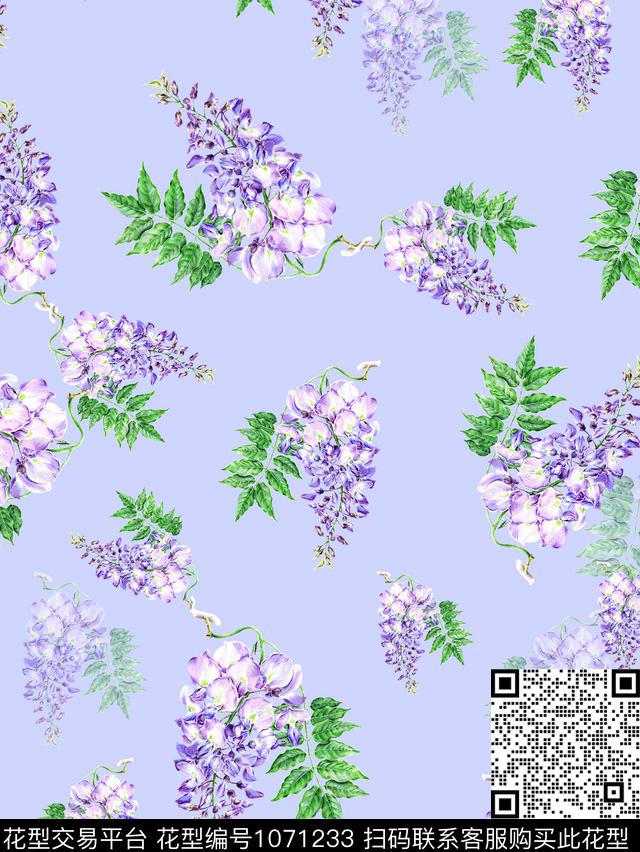 小碎花女装紫藤萝数码印花华亿平台下载（图片编号: 1071233） - 瓦栏（Walan）