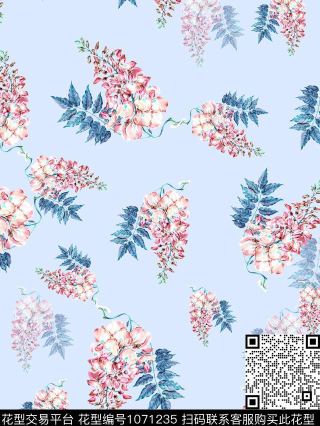 小碎花女装紫藤萝数码印花华亿平台下载（图片编号: 1071235） - 瓦栏（Walan）