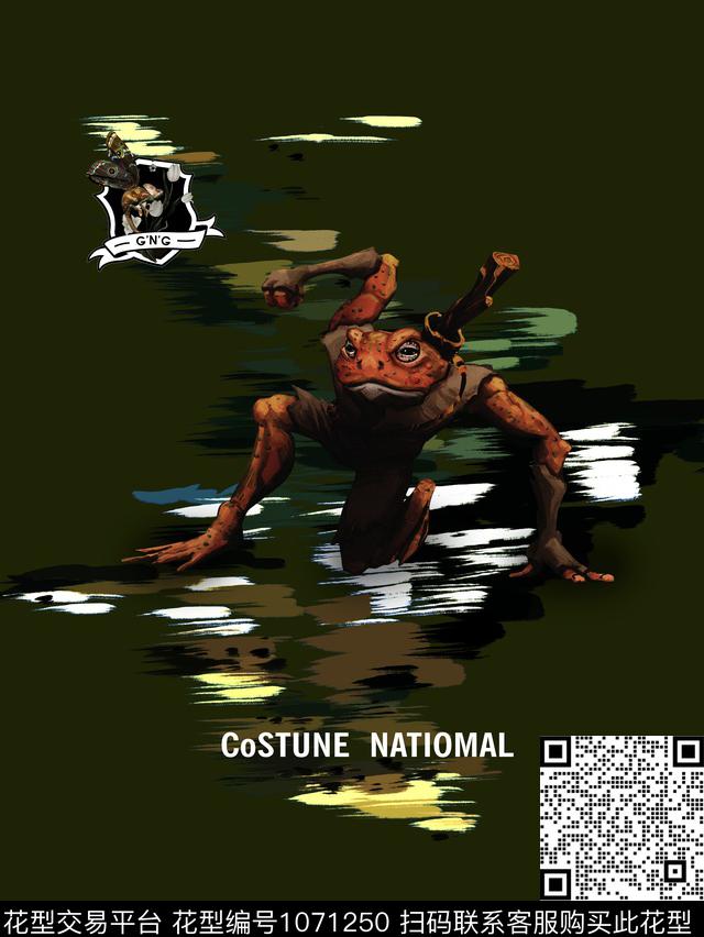 笔触青蛙动物拟人数码印花华亿平台下载（图片编号: 1071250） - 瓦栏（Walan）