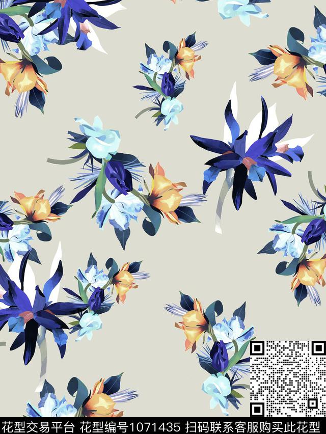 小碎花女装小清新花卉数码印花华亿平台下载（图片编号: 1071435） - 瓦栏（Walan）