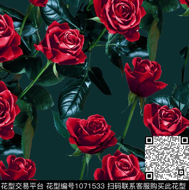 数码华亿平台花卉大牌风数码印花华亿平台下载（图片编号: 1071533） - 瓦栏（Walan）