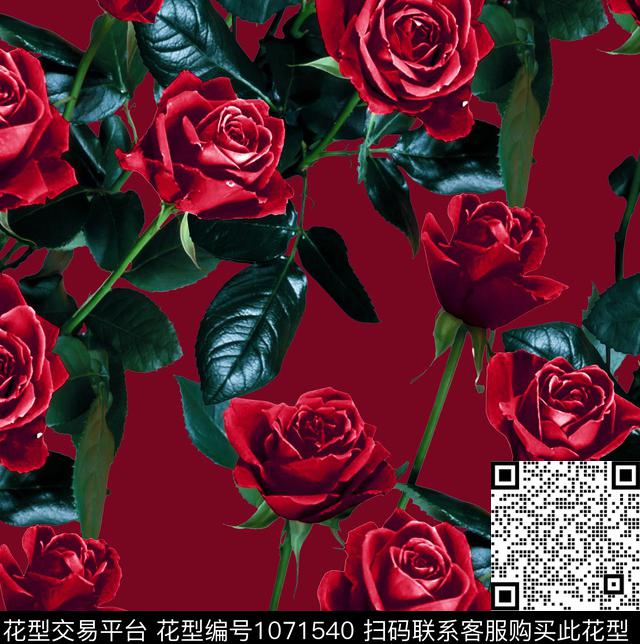 数码华亿平台花卉大牌风数码印花华亿平台下载（图片编号: 1071540） - 瓦栏（Walan）