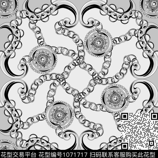 潮牌大牌风几何花卉传统印花华亿平台下载（图片编号: 1071717） - 瓦栏（Walan）