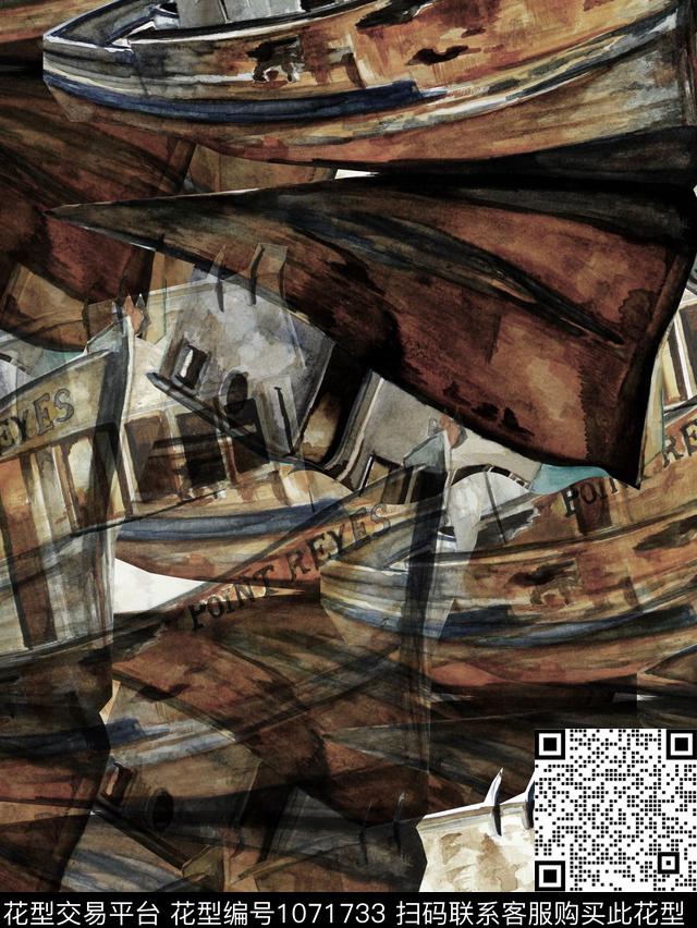 帆船男装复古数码印花华亿平台下载（图片编号: 1071733） - 瓦栏（Walan）