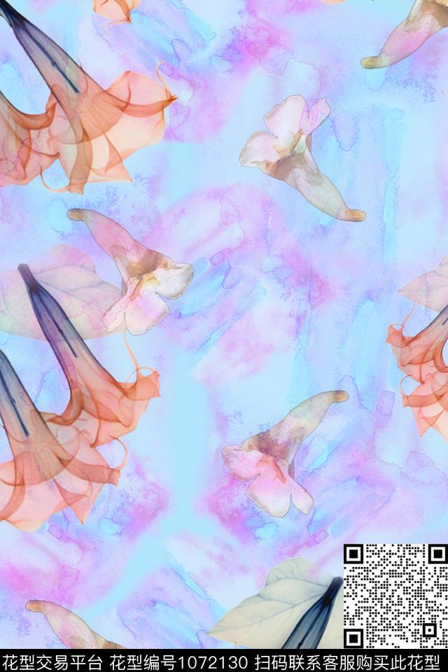 数码华亿平台春夏华亿平台手绘花卉数码印花华亿平台下载（图片编号: 1072130） - 瓦栏（Walan）