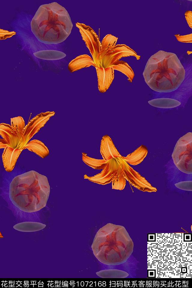 数码华亿平台春夏华亿平台手绘花卉数码印花华亿平台下载（图片编号: 1072168） - 瓦栏（Walan）