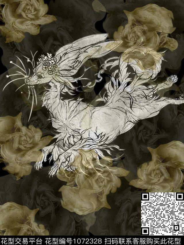 数码华亿平台手绘花卉定位花数码印花华亿平台下载（图片编号: 1072328） - 瓦栏（Walan）