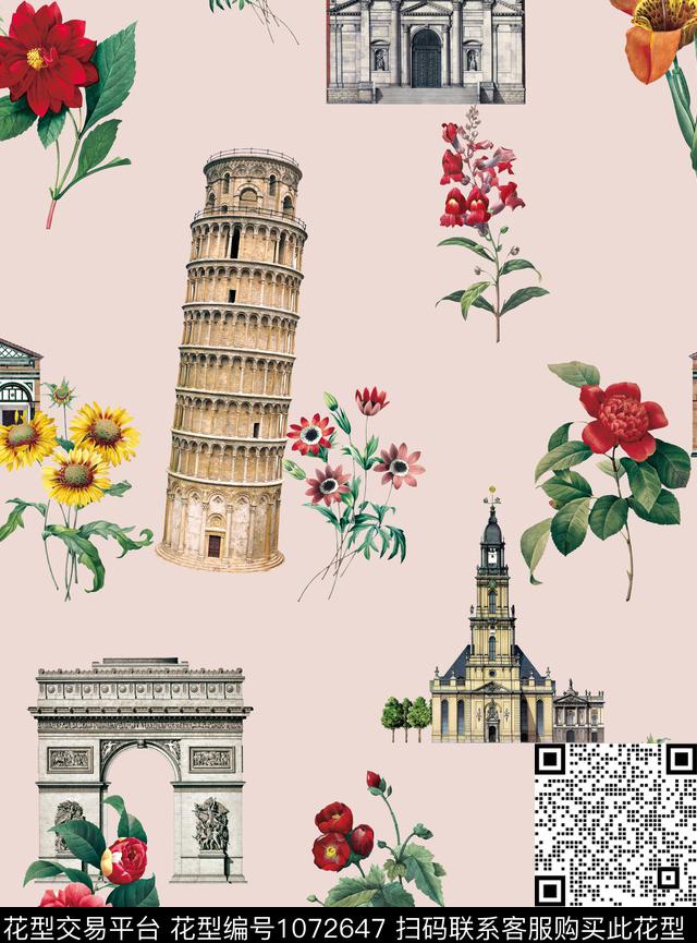 手绘花卉花卉复古数码印花华亿平台下载（图片编号: 1072647） - 瓦栏（Walan）