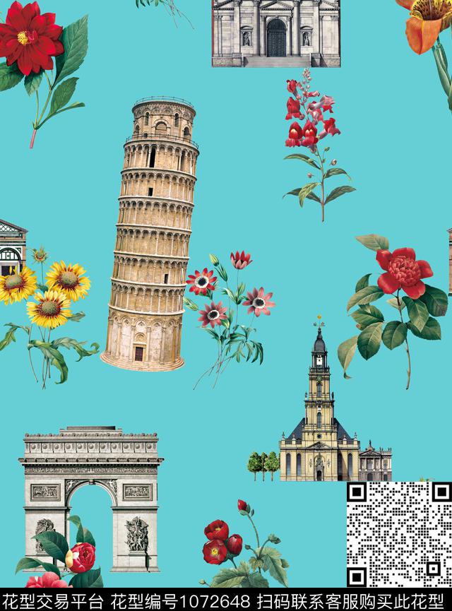 手绘花卉花卉复古数码印花华亿平台下载（图片编号: 1072648） - 瓦栏（Walan）