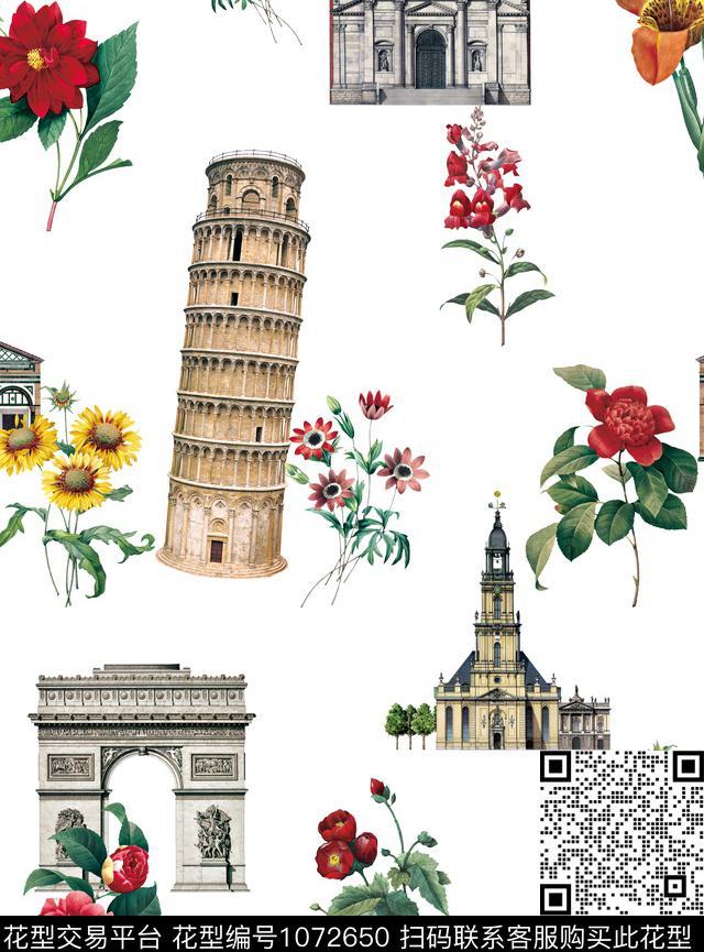 手绘花卉花卉复古数码印花华亿平台下载（图片编号: 1072650） - 瓦栏（Walan）