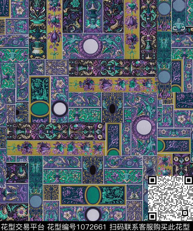 民族风佩斯利几何数码印花华亿平台下载（图片编号: 1072661） - 瓦栏（Walan）