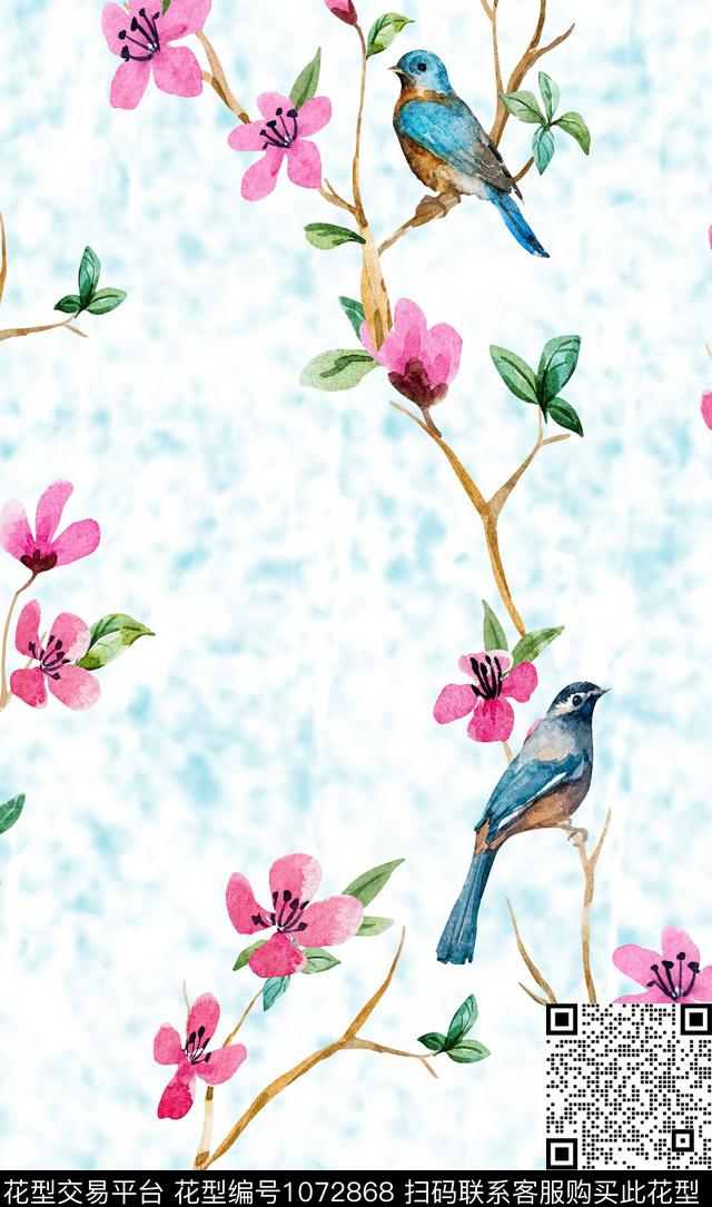 梅花数码华亿平台鸟传统印花华亿平台下载（图片编号: 1072868） - 瓦栏（Walan）