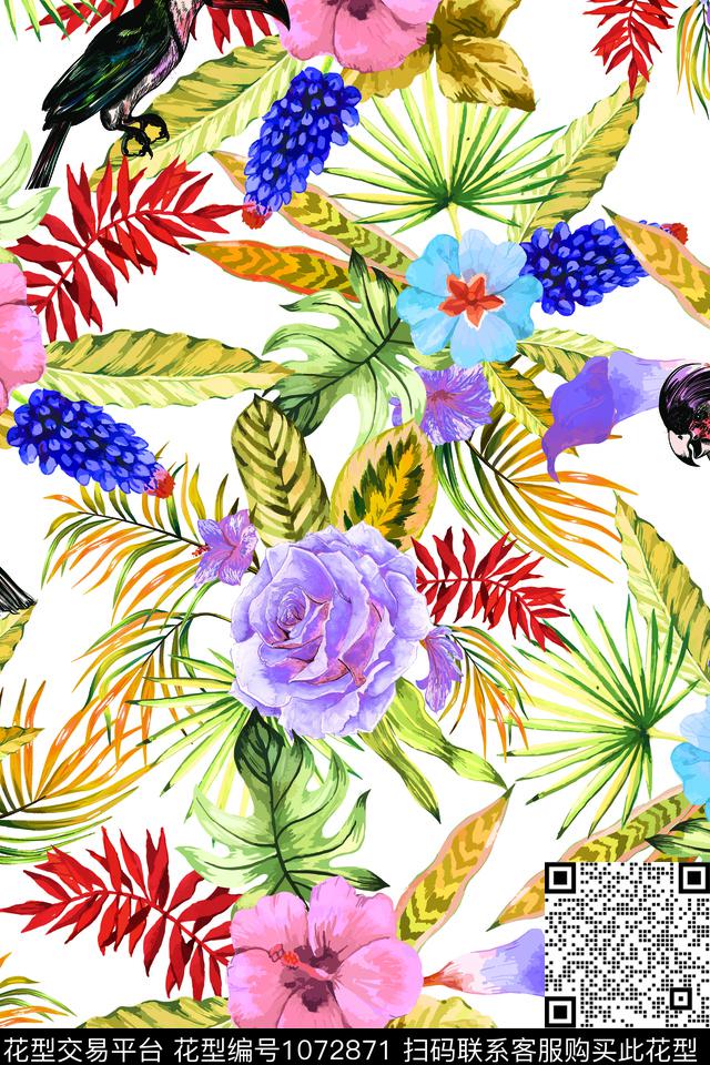 动物花卉数码华亿平台鸟数码印花华亿平台下载（图片编号: 1072871） - 瓦栏（Walan）