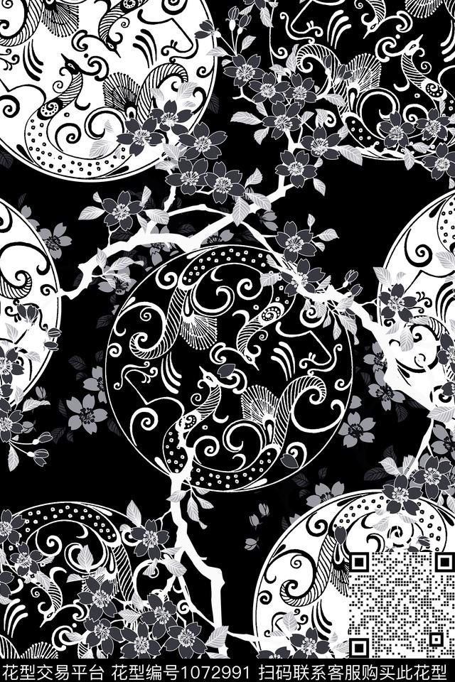 数码华亿平台黑白华亿平台复古数码印花华亿平台下载（图片编号: 1072991） - 瓦栏（Walan）