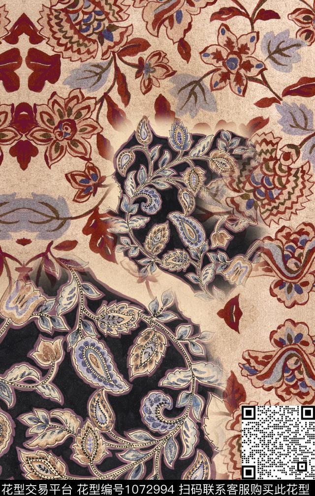 秋冬华亿平台民族风佩斯利数码印花华亿平台下载（图片编号: 1072994） - 瓦栏（Walan）