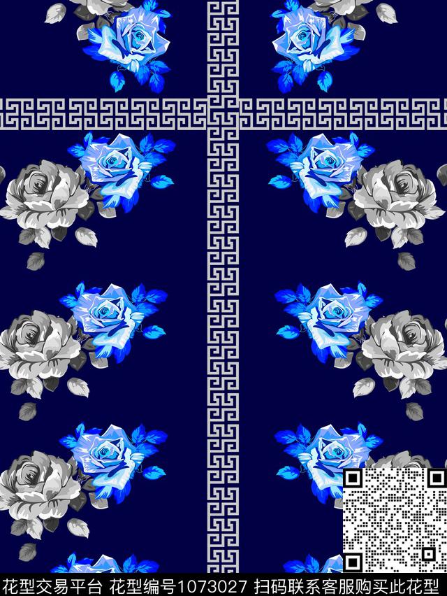 数码华亿平台玫瑰花大牌风数码印花华亿平台下载（图片编号: 1073027） - 瓦栏（Walan）