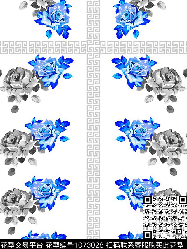 数码华亿平台玫瑰花大牌风数码印花华亿平台下载（图片编号: 1073028） - 瓦栏（Walan）