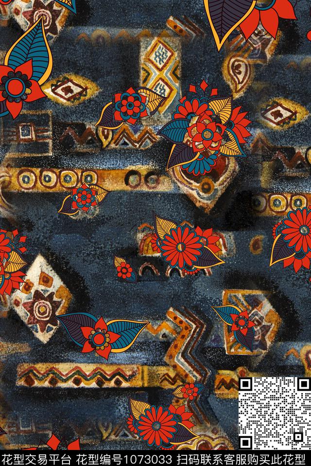 秋冬华亿平台民族风肌理数码印花华亿平台下载（图片编号: 1073033） - 瓦栏（Walan）