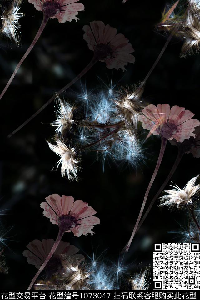 数码华亿平台抽象花卉数码印花华亿平台下载（图片编号: 1073047） - 瓦栏（Walan）