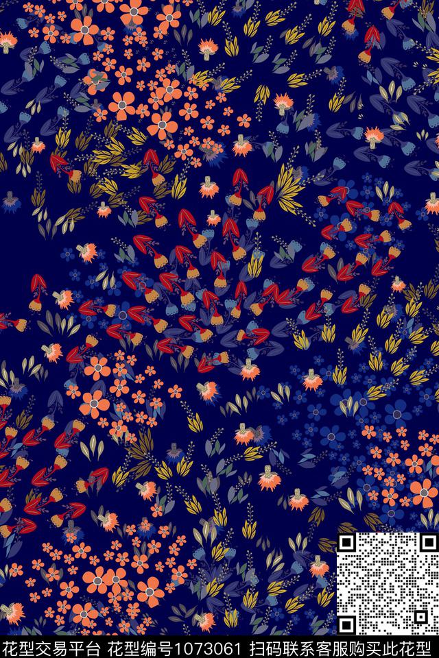 女装花鸟植物小碎花数码印花华亿平台下载（图片编号: 1073061） - 瓦栏（Walan）