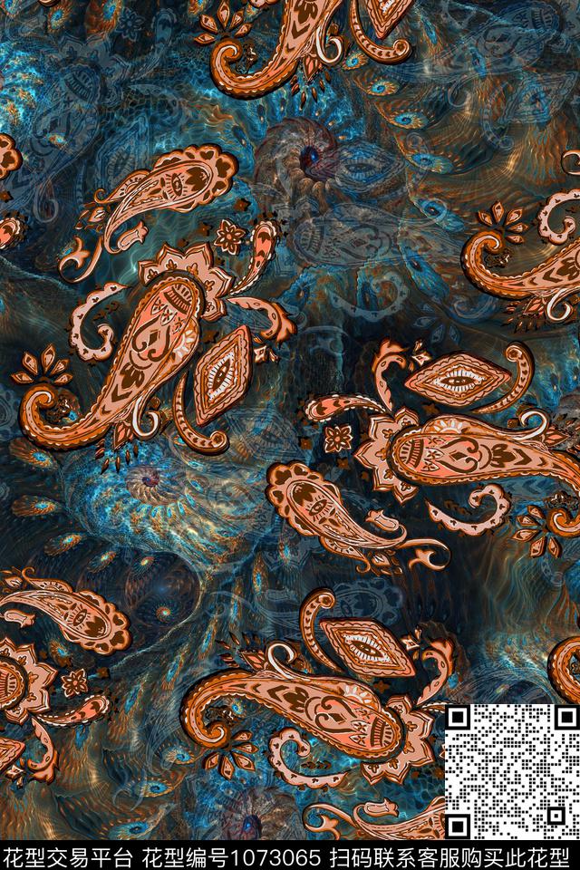 数码华亿平台民族风抽象数码印花华亿平台下载（图片编号: 1073065） - 瓦栏（Walan）