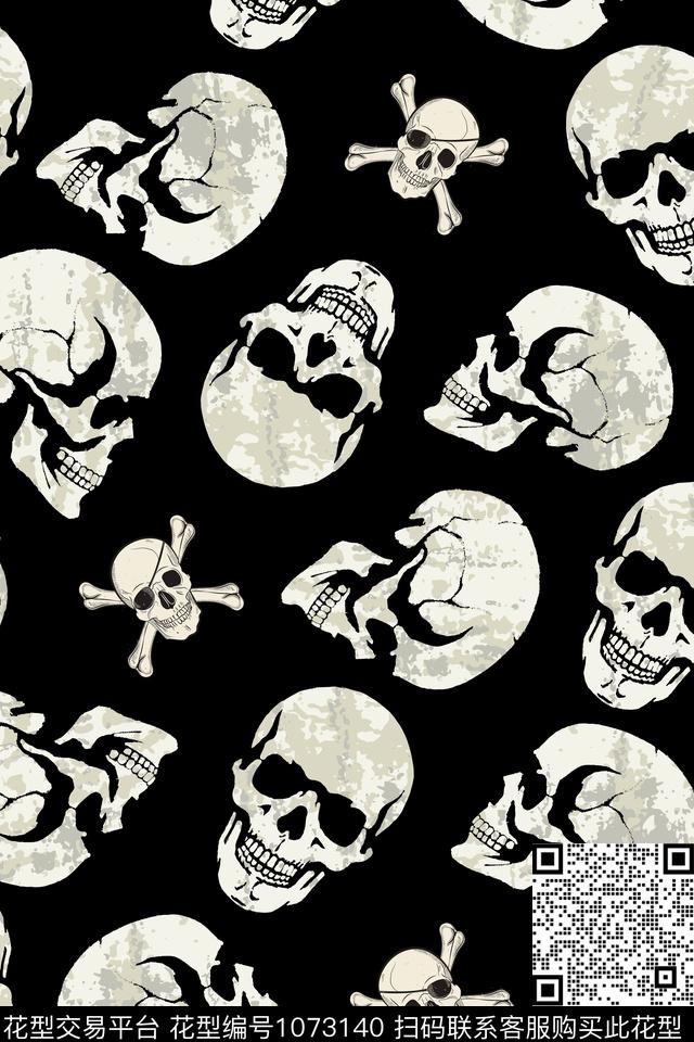 骷髅男装几何数码印花华亿平台下载（图片编号: 1073140） - 瓦栏（Walan）