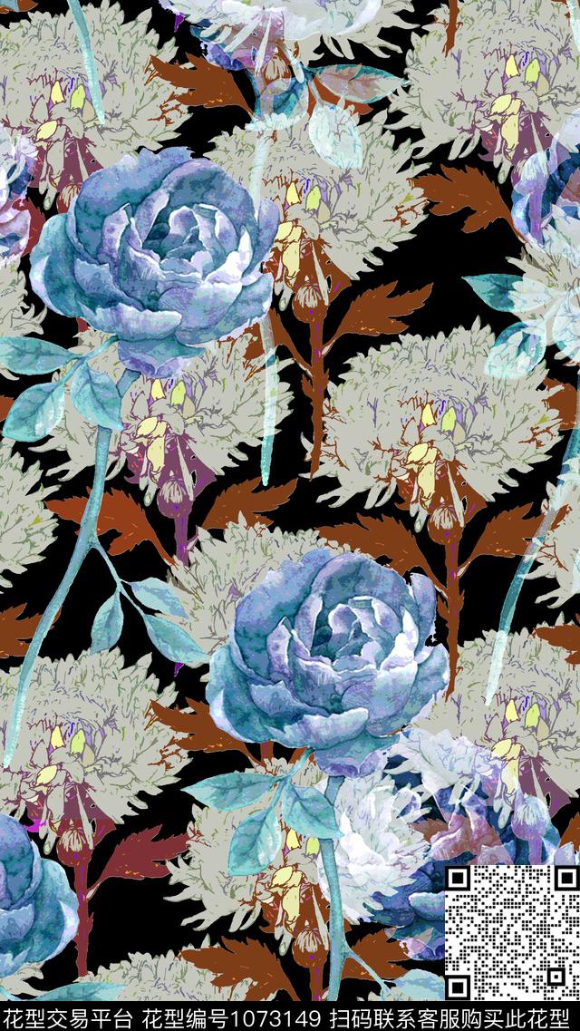 数码华亿平台花卉女装数码印花华亿平台下载（图片编号: 1073149） - 瓦栏（Walan）