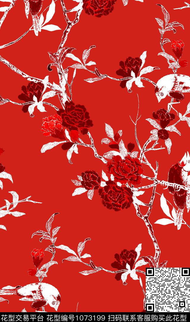 数码华亿平台花卉大牌风数码印花华亿平台下载（图片编号: 1073199） - 瓦栏（Walan）
