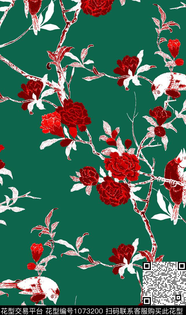 数码华亿平台花卉大牌风数码印花华亿平台下载（图片编号: 1073200） - 瓦栏（Walan）