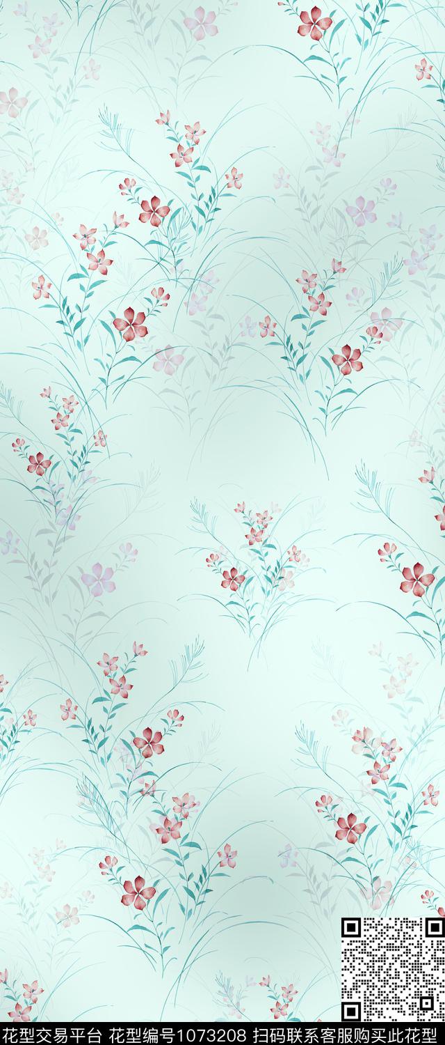 数码华亿平台手绘花卉满版散花数码印花华亿平台下载（图片编号: 1073208） - 瓦栏（Walan）