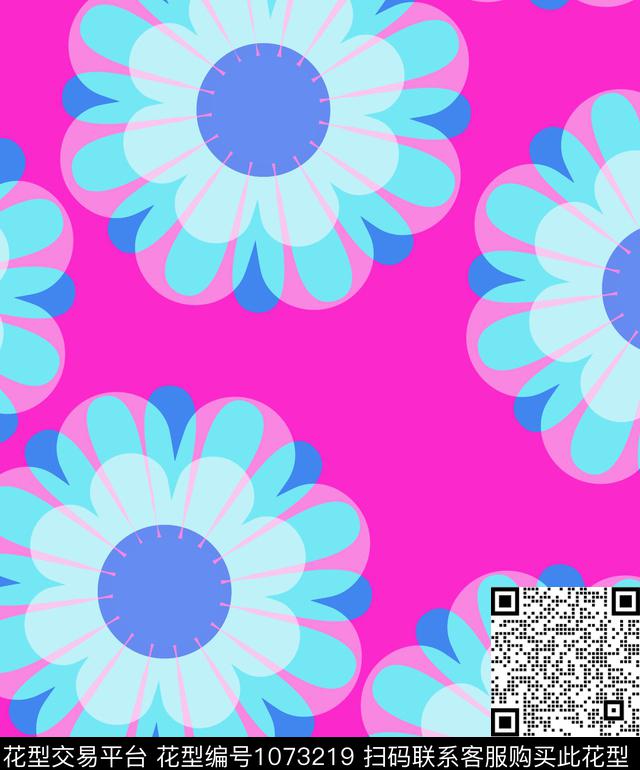 抽象花卉几何数码印花华亿平台下载（图片编号: 1073219） - 瓦栏（Walan）