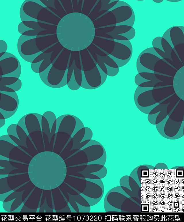 抽象花卉几何数码印花华亿平台下载（图片编号: 1073220） - 瓦栏（Walan）