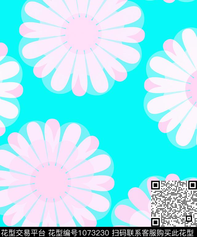 抽象花卉几何数码印花华亿平台下载（图片编号: 1073230） - 瓦栏（Walan）