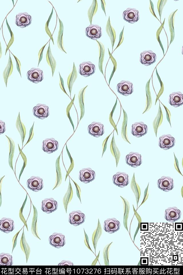 小碎花花卉清爽底花卉数码印花华亿平台下载（图片编号: 1073276） - 瓦栏（Walan）