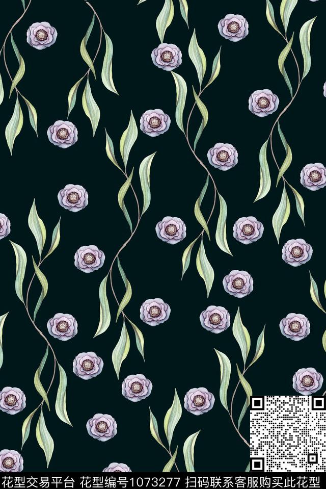 小碎花花卉清爽底花卉数码印花华亿平台下载（图片编号: 1073277） - 瓦栏（Walan）