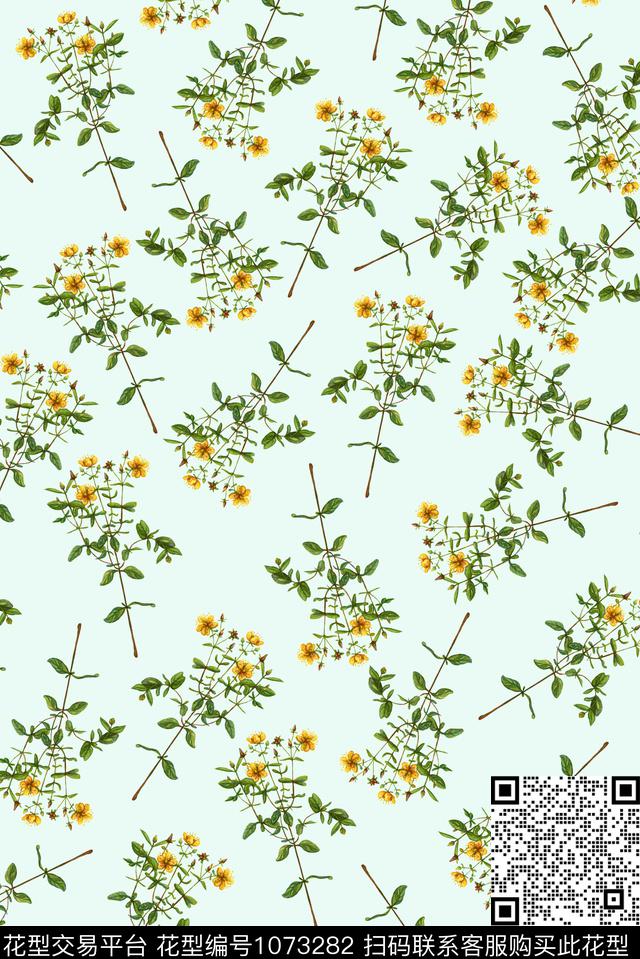 小碎花花卉清爽底花卉数码印花华亿平台下载（图片编号: 1073282） - 瓦栏（Walan）