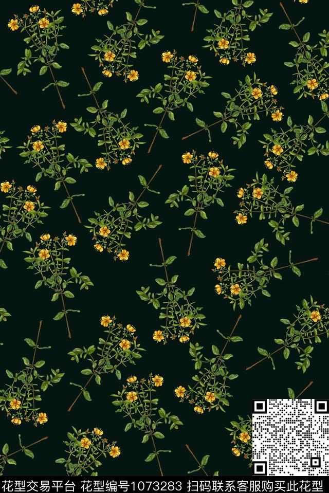 小碎花花卉清爽底花卉数码印花华亿平台下载（图片编号: 1073283） - 瓦栏（Walan）