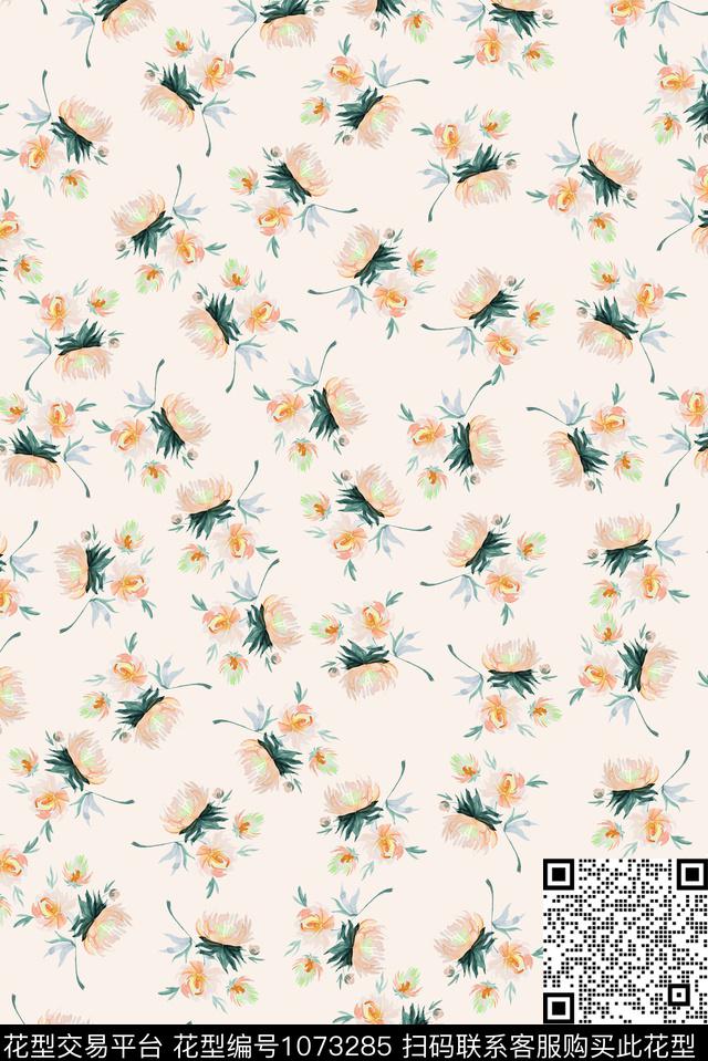 小碎花花卉清爽底花卉数码印花华亿平台下载（图片编号: 1073285） - 瓦栏（Walan）