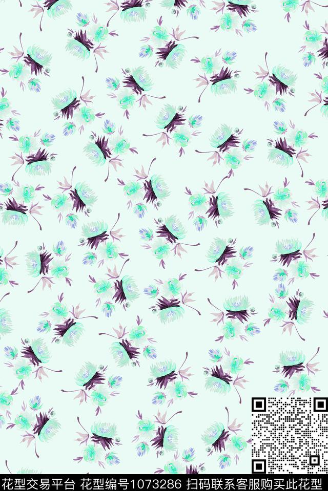 小碎花花卉清爽底花卉数码印花华亿平台下载（图片编号: 1073286） - 瓦栏（Walan）