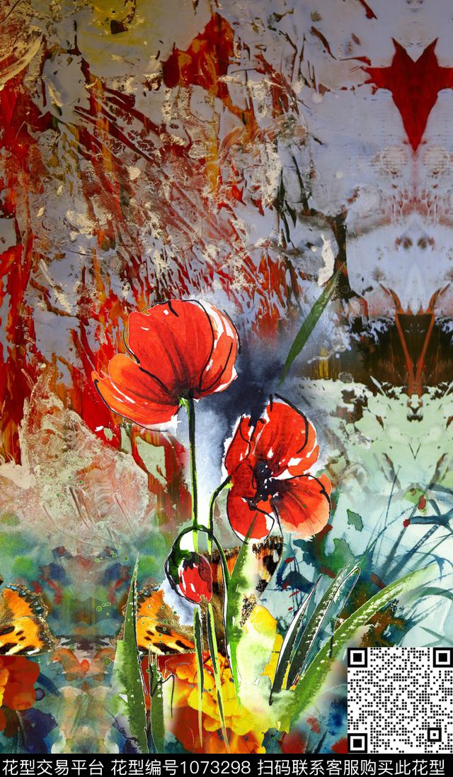 秋冬华亿平台花卉复古数码印花华亿平台下载（图片编号: 1073298） - 瓦栏（Walan）