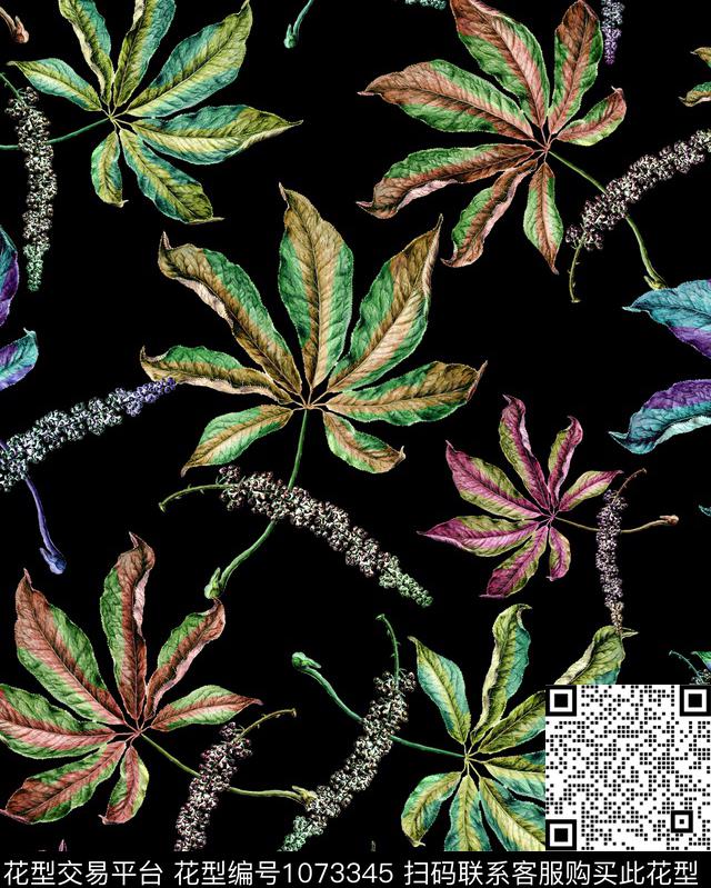花卉女装植物数码印花华亿平台下载（图片编号: 1073345） - 瓦栏（Walan）