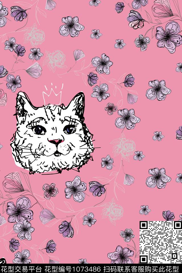 动物花卉数码华亿平台猫数码印花华亿平台下载（图片编号: 1073486） - 瓦栏（Walan）